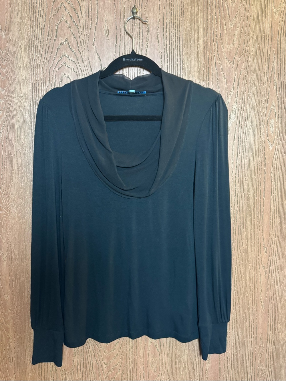 ANTONIO MELANI Black Draped Cowl Neck Long Sleeve Blouse